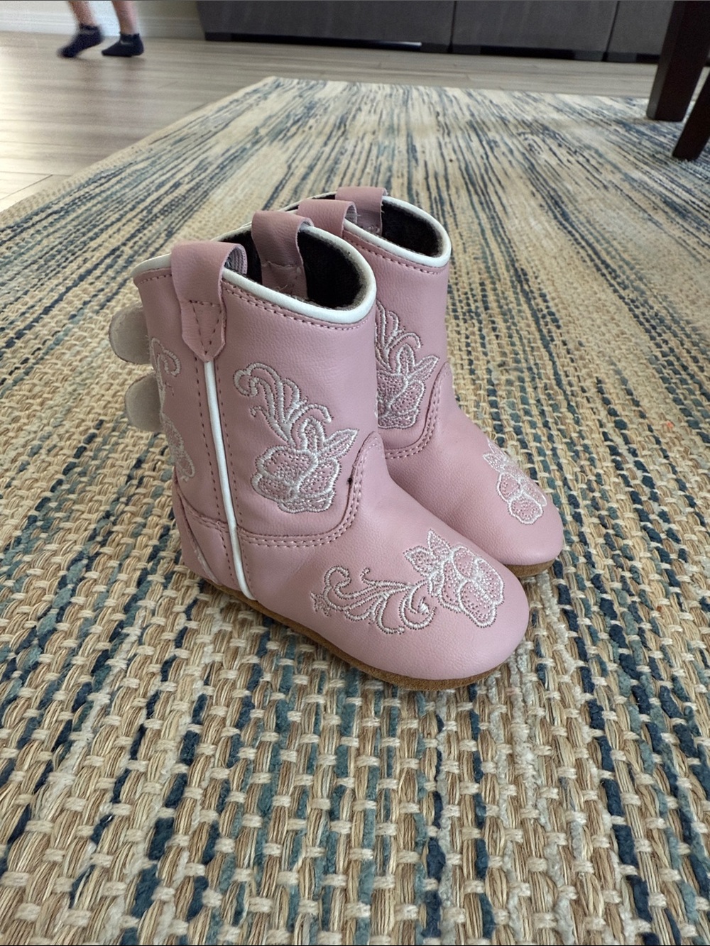 Lil Boot Barn InFant Pink Embroidered Floral Western Cowboy Boots Size 2